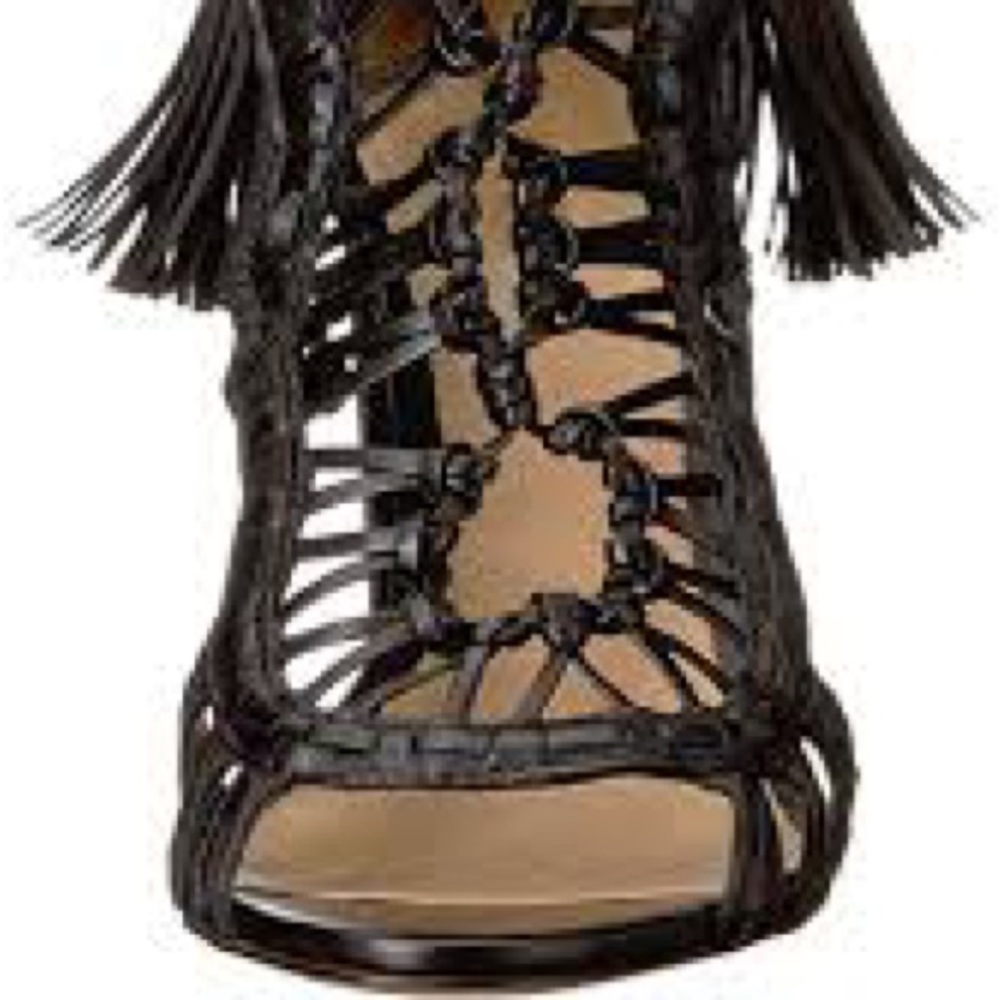 SCHUTZ - Black Leather Dubai Gladiator Sandal Size 8 - Picture 3 of 12